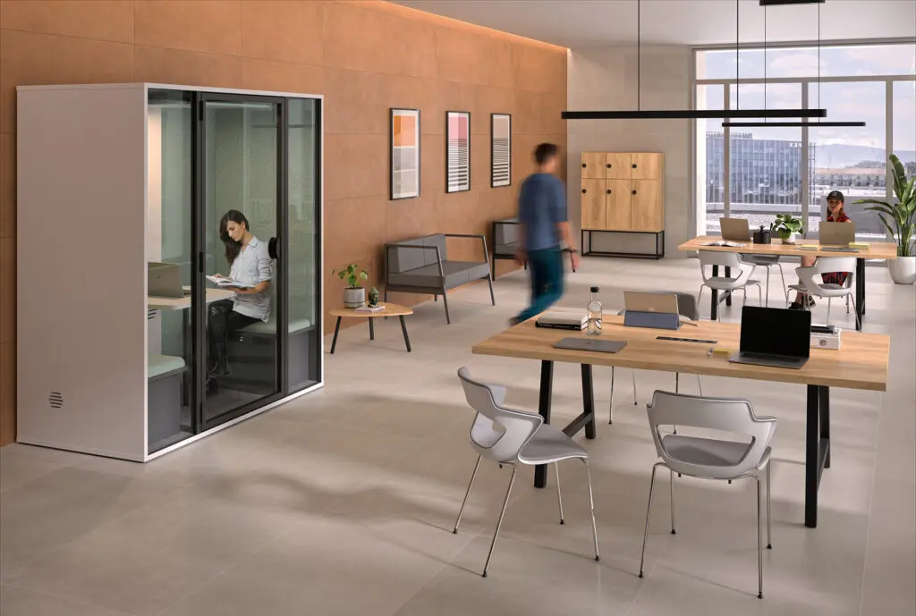 Cabine acoustique Essentielle 2 places dans un Open Space