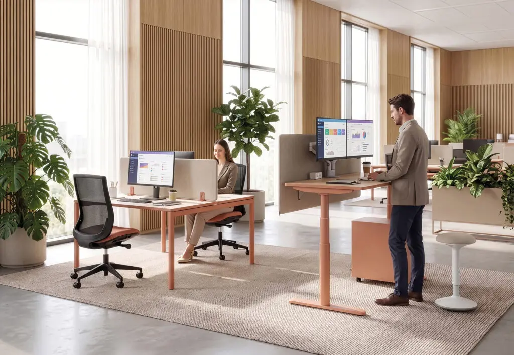 Gamme Nuanza - Bureau multiposte et bureau électrique réglable en hauteur